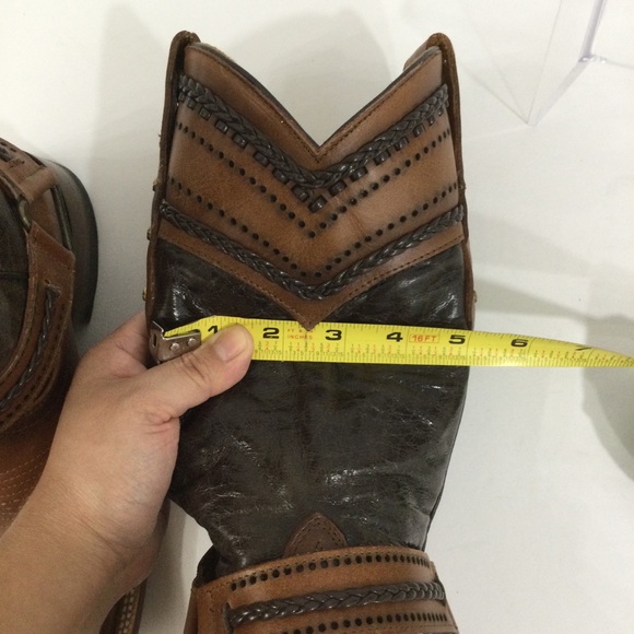 Quincy Cowgirl Cowboy Western Boho Brown Braided Buckle Square Toe Boots - Picture 12 of 15